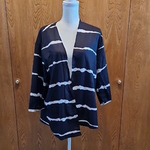 Black/White Striped Kimono, Possibly A Robe Or Use as A Dress Cardigan Lightwt